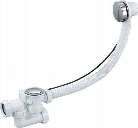 Akces-Med Plastic Siphon with Overflow and 50mm Outlet Silver