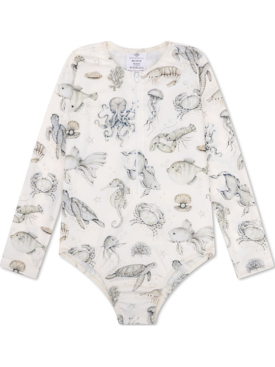 Swim Essentials Kinder Badebekleidung Einteilig Mit Langen Ärmeln Weiß