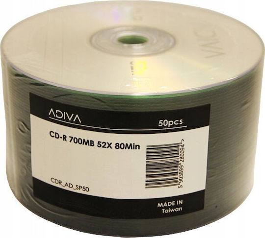 Adiva Записваеми CD-R 52x Кутия за торта 50 бр