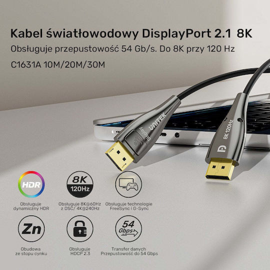 Unitek DisplayPort-Kabel männlich - 10m Schwarze