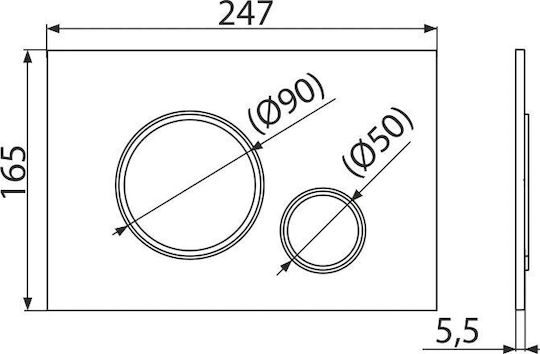 Alcadrain Thin Control Button For Concealed Cisterns Dual Flush Gold Glossy M675