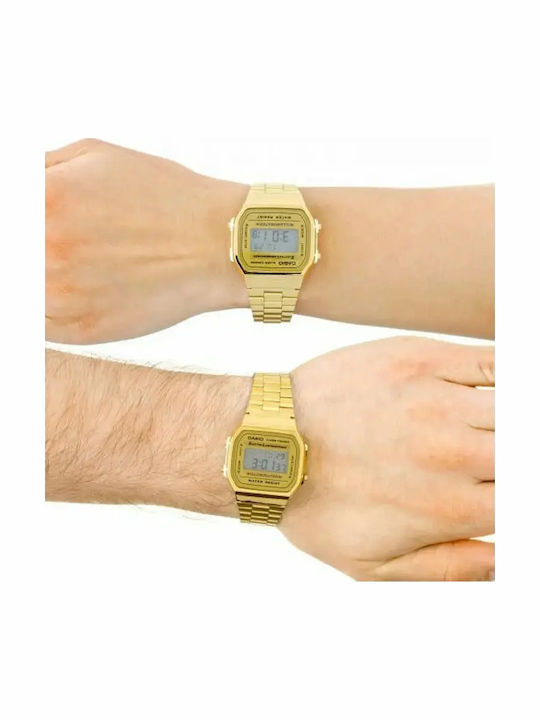 Casio Iconic Дигитален Мъжки Часовник 36.3mm Хронограф На Батерия с Златист Металик Браслет