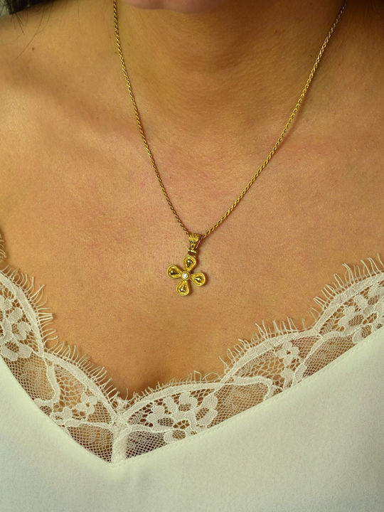 Xrisokosmima Byzantine Cross Gold Plated Silver with Chain
