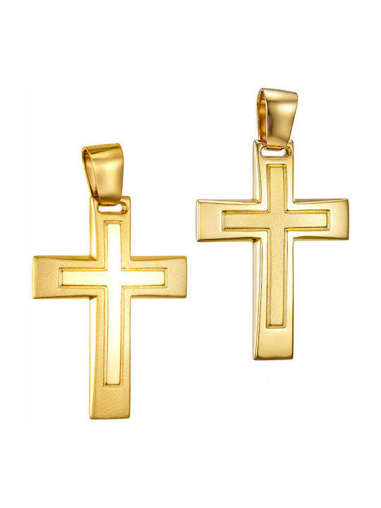 Papoulidis Jewellery Мъжки Златен Кръст 14 Карата Двулицев Без Верижка