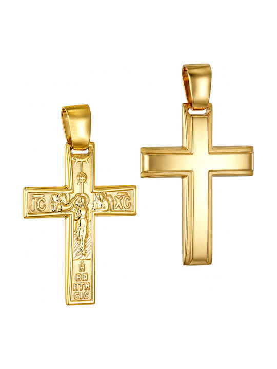 Papoulidis Jewellery Мъжки Златен Кръст 14 Карата Двулицев Без Верижка