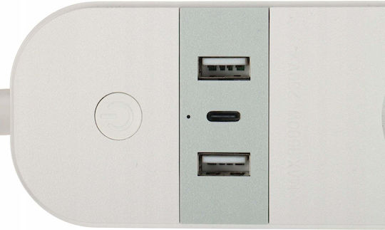 Atlo Intelligente Steckdosenleiste Atlo-ws95u-tuya 4 Steckdosen + 2 USB + 1 USB-C Wi-Fi Tuya Smart 1,5 m