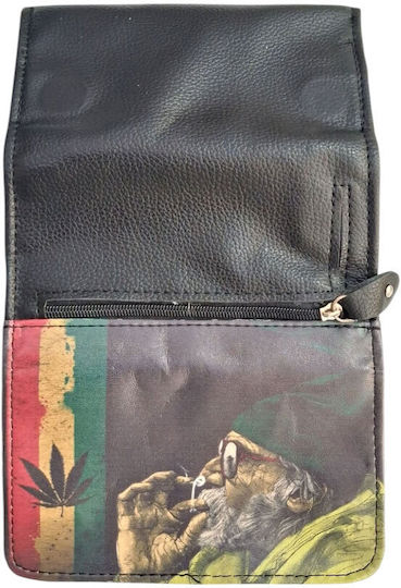 Kalliopi Silver Tabaktasche Synthetisches Leder Reggae Stil 14x8cm