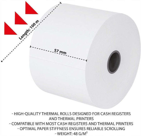 Office Products Thermische Kassenbons mit Länge 100m 48g/m² 6 Stück