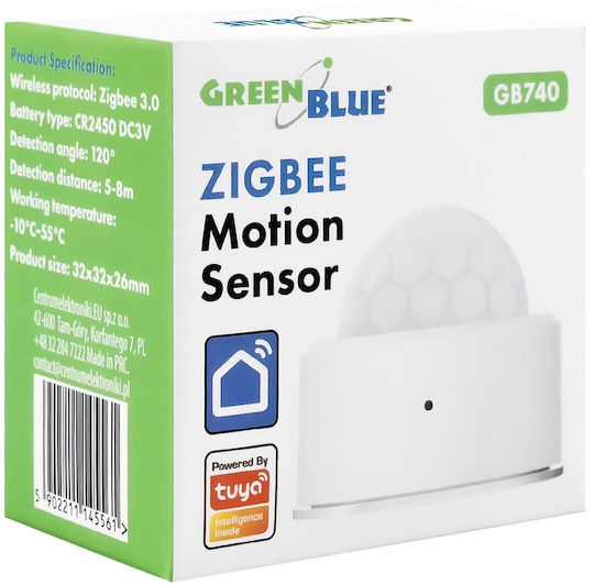 Green Blue Wireless ZigBee Motion Sensor 120° Range 8m