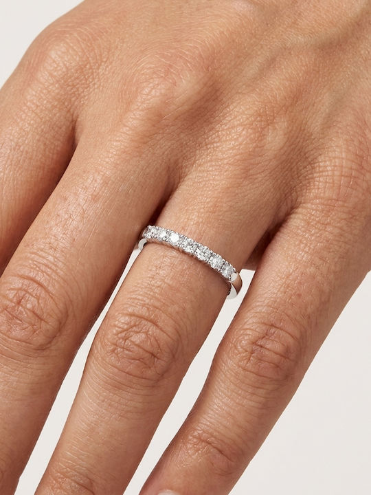 Women's Half Eternity Band Ring with Diamond in 18K White Gold