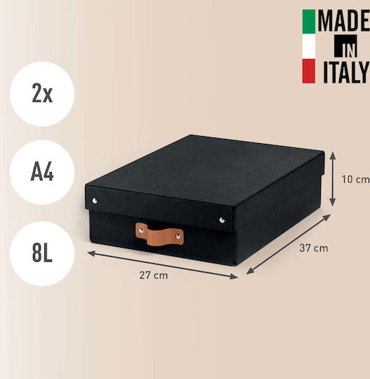 Cutie de Depozitare Leitz Puro cu Capac Mediu Jos 8 L 100% Carton Reciclat Pachet 2 Negru