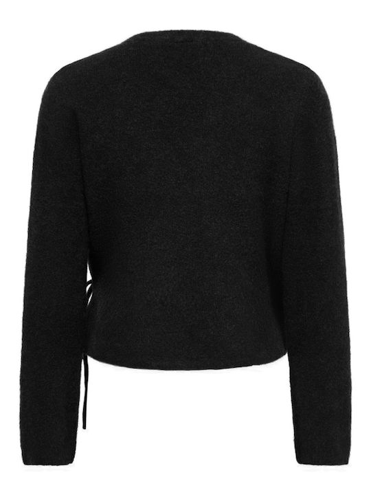 Damen Bluse Langärmelig mit V-Ausschnitt Schwarz