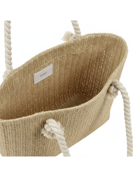 Geantă De Plajă Din Wicker Cu Portofel Bej