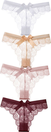 Damen Sexy Dessous-Sets Mit Spitze Schleifen Tanga Stil