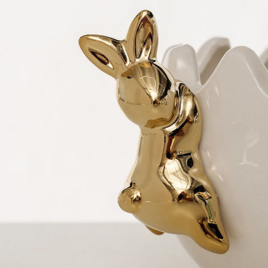 Msa White Gold Bunny Bowl Alvara 16x13x10cm White Porcelain