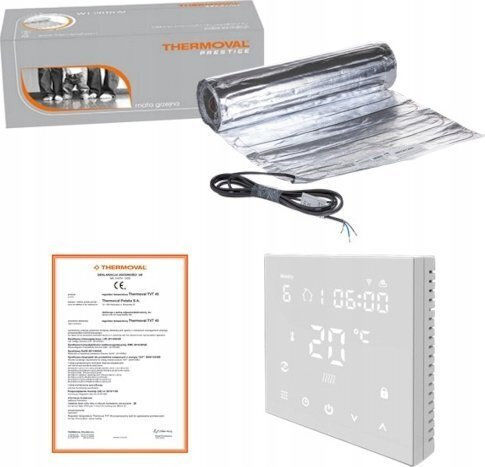 Thermoval Set Încălzire în Pardoseală Wt 2010 Al Covoraș Încălzitor 2.5m² Wi-fi Termostat Tvt45