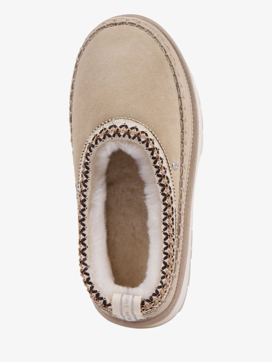 Leder Hausschuhe Damen Pantoffeln Beige