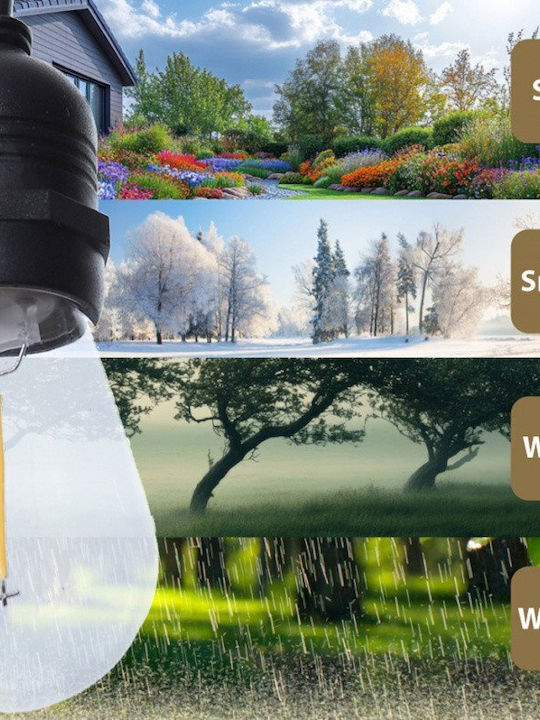 Art Wasserdichte Lichterkette IP65 20m mit 40 E27 Fassungsschrauben Warmweiß