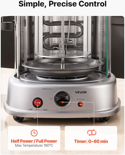 Vevor LPG Doner Kebab Machine LSKRJ20LDRSXOZO8U002V2 with Rotisserie for 4.5kg