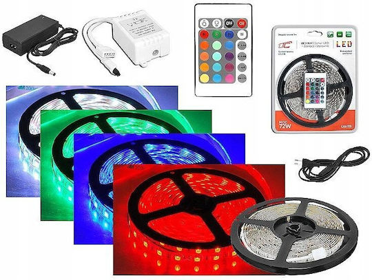 Eco Light Bandă LED Impermeabilă 12V RGB Lumină 5m Tip SMD5050 cu Sursă de Alimentare și Telecomandă