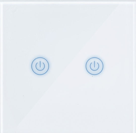 Art Recessed Two-Way Touch Button Electrical Wall Switch With White Frame
