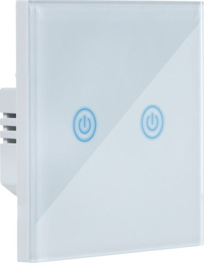 Art Recessed Two-Way Touch Button Electrical Wall Switch With White Frame