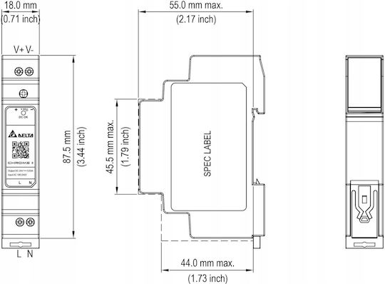 Delta DIN Rail Power Supply With 24V Output