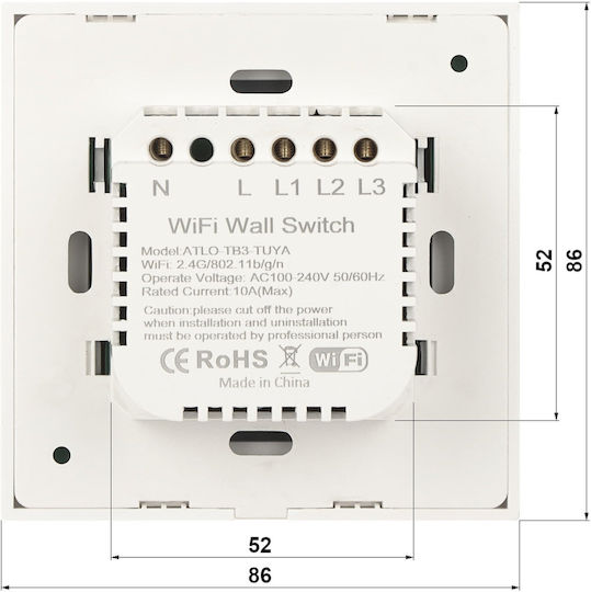 Genway Интелигентен превключвател Wi-Fi 10A (с неутрален)