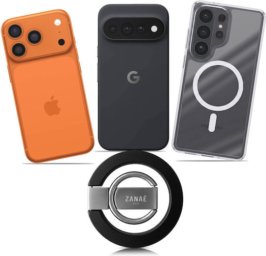 Zanaé Stand Magnetic Pliabil Cu Inel Compatibil Cu iPhone MagSafe Pixelsnap Negru