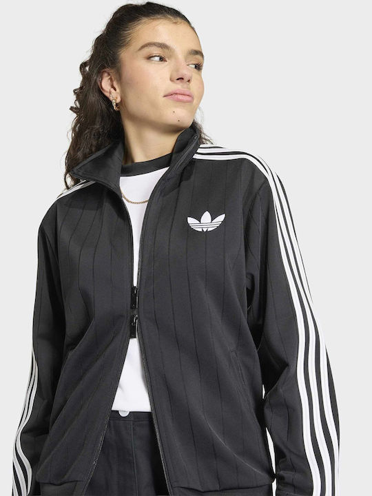 Pinstripe Firebird Loose Women's Track Jacket Black