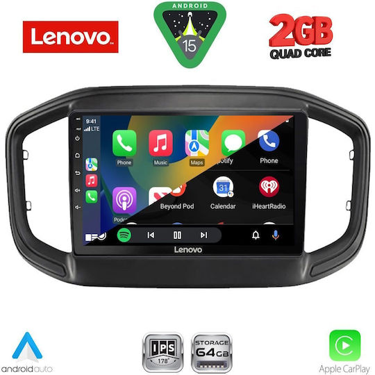 Lenovo Автомобилна Аудио Система за Fiat Strada 2020-2026 (Bluetooth/USB/Вграден Wi-Fi/GPS/Apple CarPlay/Android Auto) с Touch Screen 9"