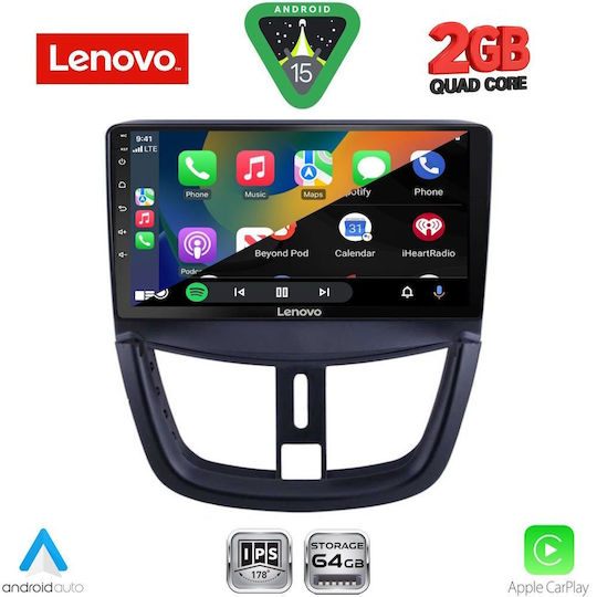 Lenovo Car Audio System for Peugeot 207 2007-2014 Bluetooth USB WiFi GPS Apple CarPlay Android Auto with 9" Touch Screen