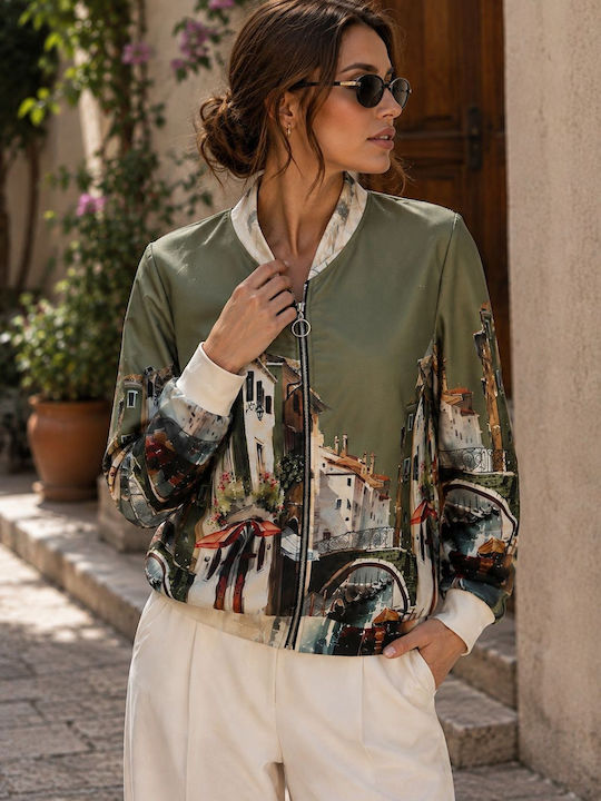 Long Women's Bomber Jacket Green