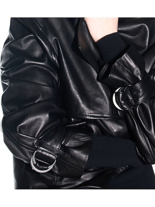 Leather Women's Biker Jacket Black