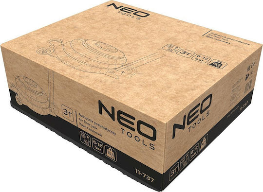 Neo Tools Пневматичен крик с възможност за повдигане до 42 см и товар до 3 тона