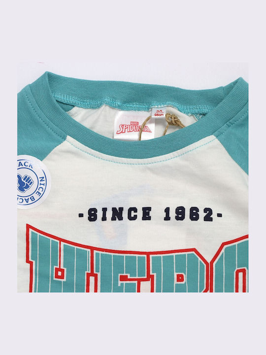 Kids Long-Sleeved Blouse Ecru Turquoise