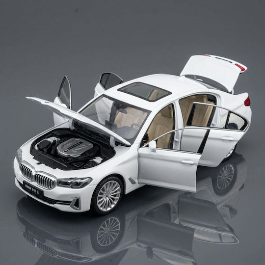 BMW 530li Mașină Metalică Scara 1:24 Uși Deschise Portbagaj Lumini Xenon Cadou Băieți Albă