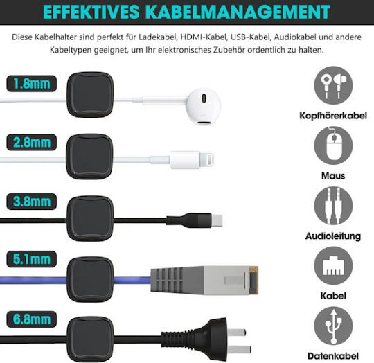 Magnetic Office Cable Organization Clip 6 Pcs Spv