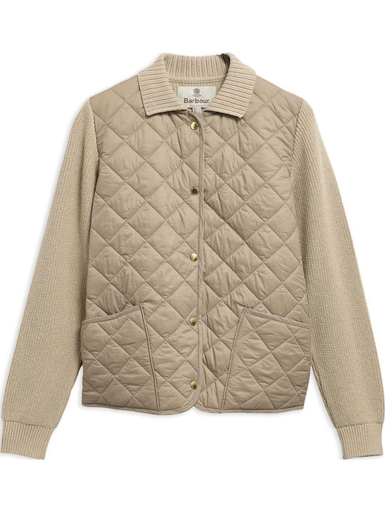 Lange Gestrickte Damen Strickjacke Beige