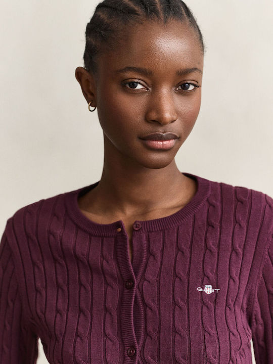 Women's Knitted Cardigan with Buttons Burgundy