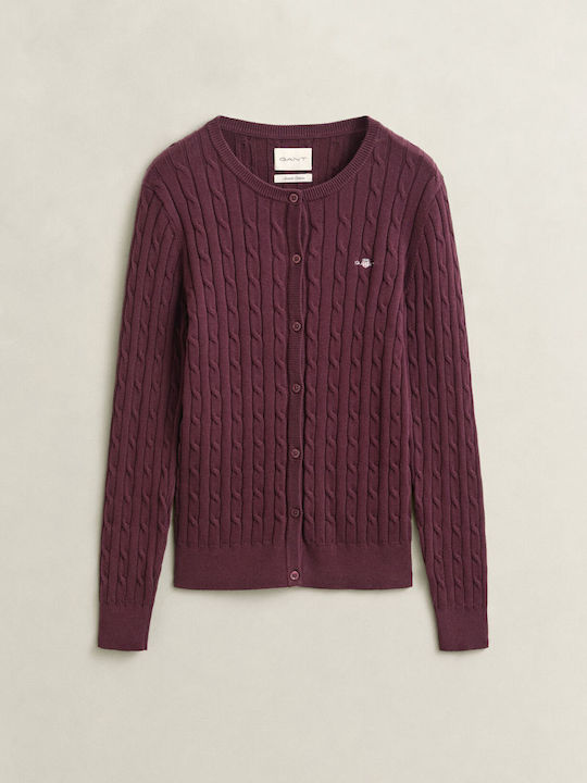 Women's Knitted Cardigan with Buttons Burgundy
