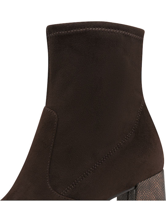 Damen Stiefeletten Mit Mittelhohem Braun Absatz