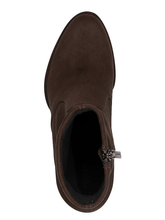 Damen Stiefeletten Mit Mittelhohem Braun Absatz
