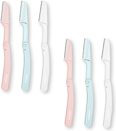 Set 6 Aparatoare Clasice Pentru Față Lamă Ascuțită Sprâncene Păr Facial Finisare Pliabile Culori Pastel PriStyle