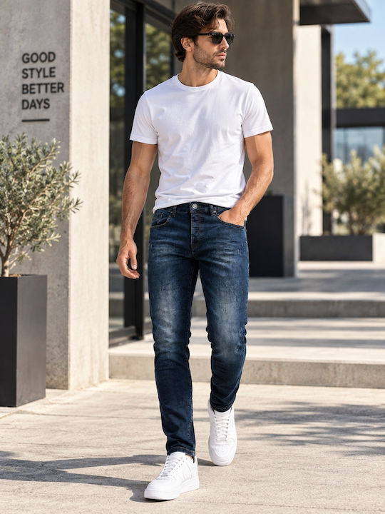 Herren Jeanshosen Slim Fit Blau Schwarz