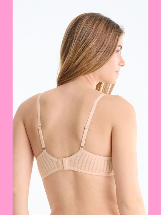 Beige Bra Without Padding With Underwire