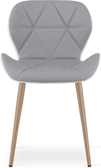 Kitchen Chairs with Artificial Leather Upholstery Gray-White 2 Pieces 61x52x41cm