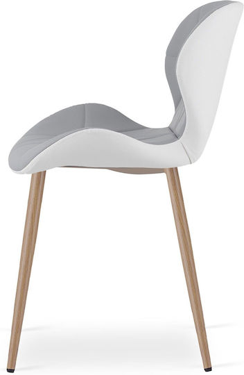 Kitchen Chairs with Artificial Leather Upholstery Gray-White 2 Pieces 61x52x41cm