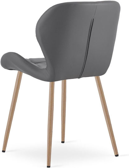 Kitchen Chairs with Artificial Leather Upholstery Grey 2 Pieces 61x52x41cm