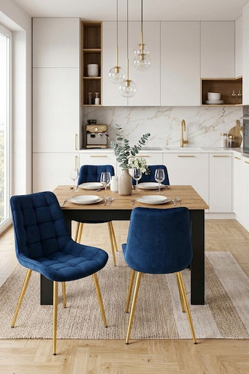 Velvet Dark Blue Dining Chair 54x60x88cm